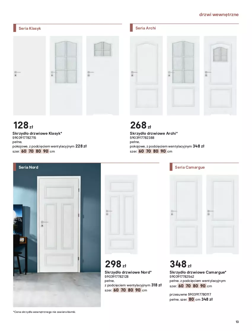 Gazetka promocyjna Castorama - Przewodnik drzwi, podłogi i gresy - ważna 01.10 do 31.12.2021 - strona 13 - produkty: Drzwi, Gres, Klamka, Ser, Skrzydło drzwiowe