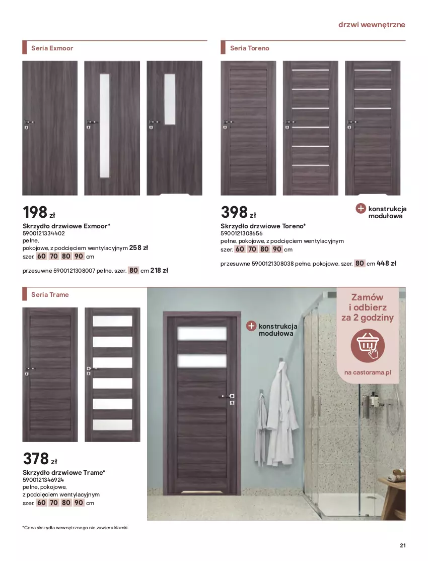 Gazetka promocyjna Castorama - Przewodnik drzwi, podłogi i gresy - ważna 01.10 do 31.12.2021 - strona 21 - produkty: Astor, Drzwi, Gres, Klamka, Rama, Ser, Skrzydło drzwiowe