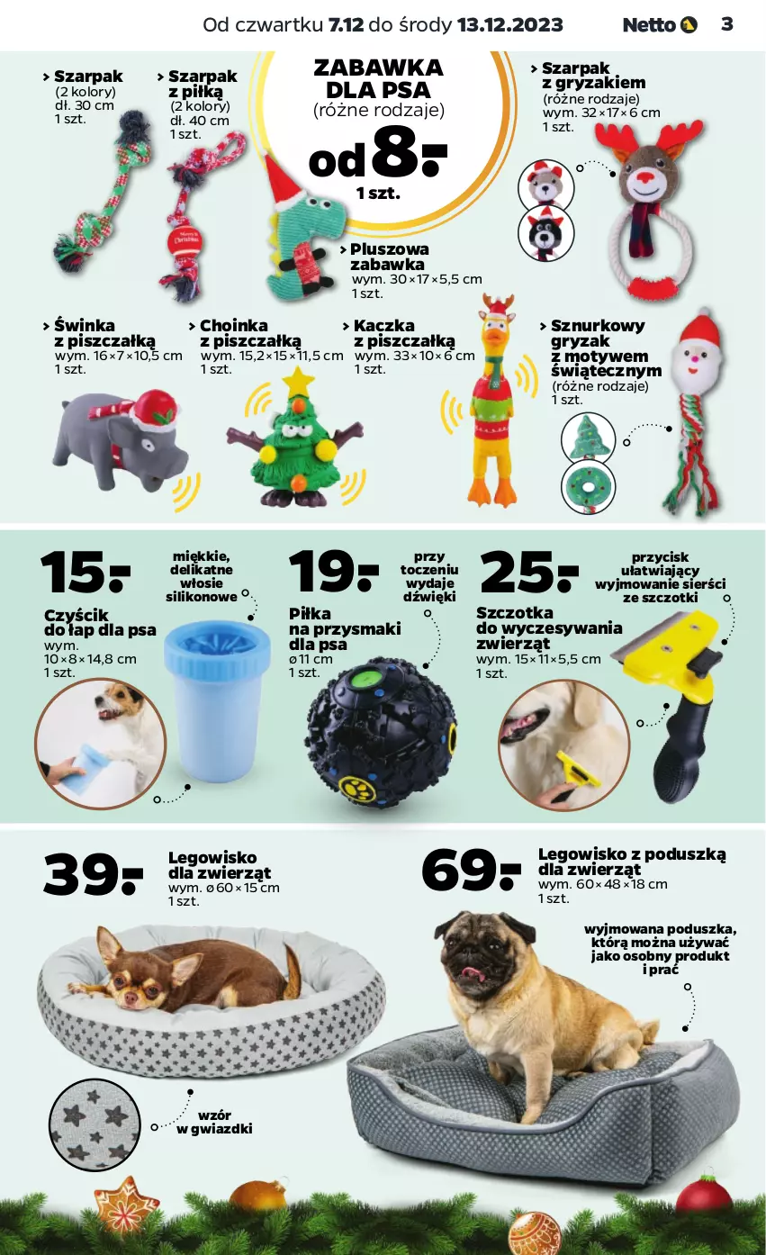 Gazetka promocyjna Netto - Akcesoria i dodatki - ważna 07.12 do 13.12.2023 - strona 3 - produkty: Choinka, Gry, Inka, Kaczka, LEGO, Legowisko, Poduszka, Przysmaki, Szczotka, Zabawka