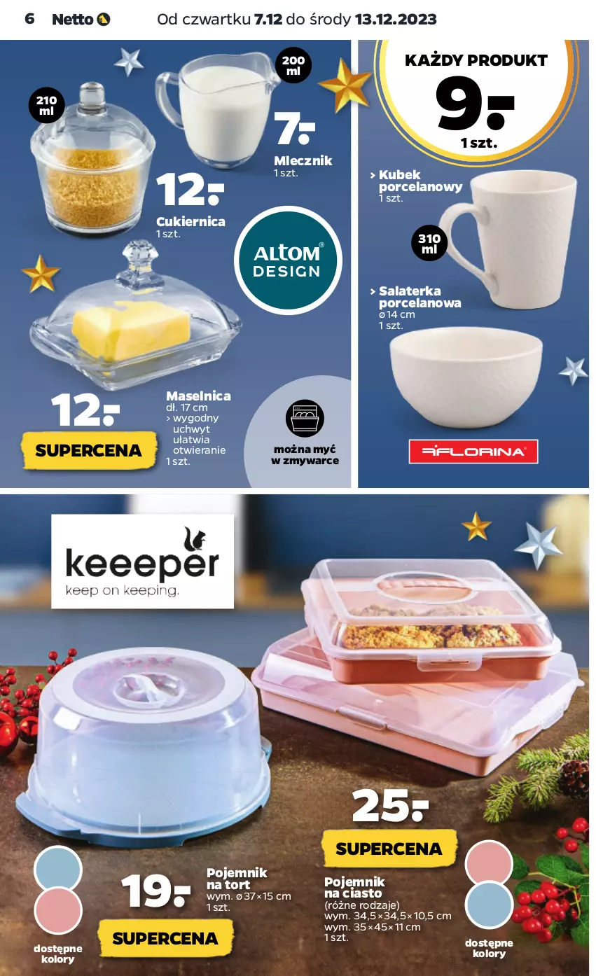 Gazetka promocyjna Netto - Akcesoria i dodatki - ważna 07.12 do 13.12.2023 - strona 6 - produkty: Cukier, Kubek, Pojemnik, Pojemnik na ciasto, Por, Salaterka