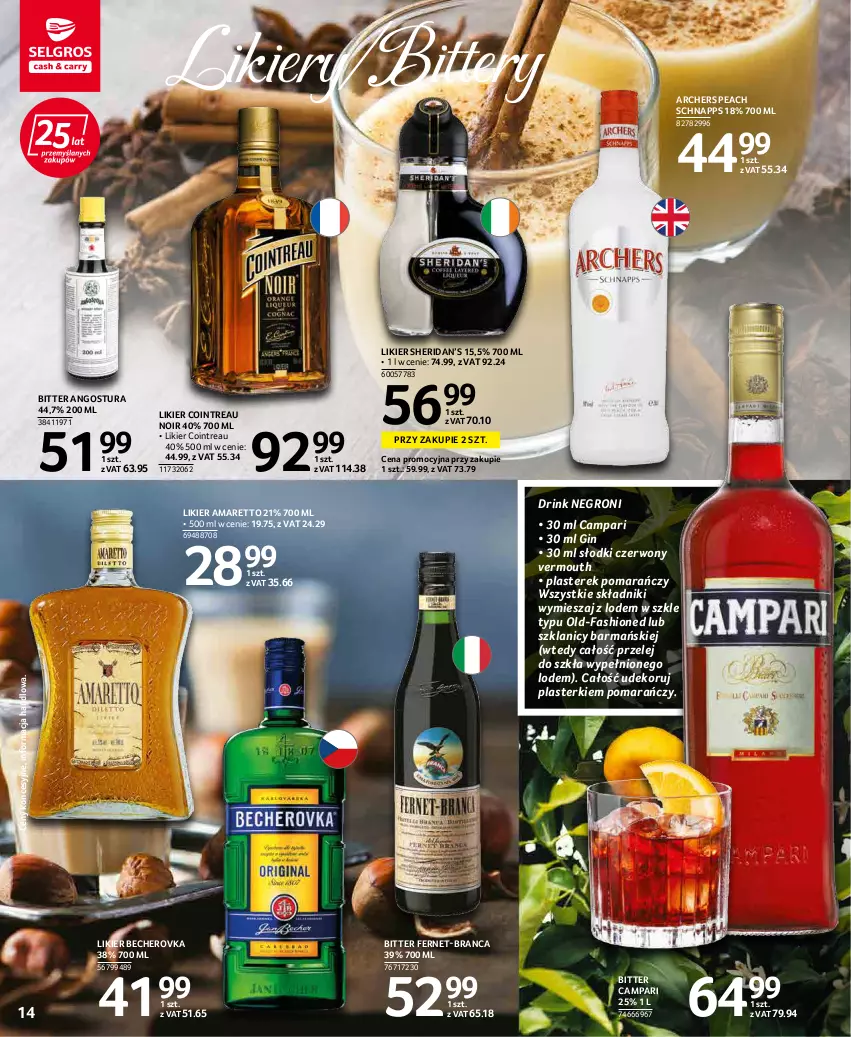 Gazetka promocyjna Selgros - Katalog Alkohole - ważna 17.03 do 30.03.2022 - strona 14 - produkty: Fa, Gin, Likier, Plasterki, Vermouth