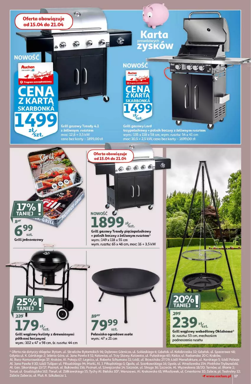 Gazetka promocyjna Auchan - Królestwo majsterkowicza Hipermarkety - ważna 08.04 do 14.04.2021 - strona 17 - produkty: Grill, Grill gazowy, Palenisko, Półka