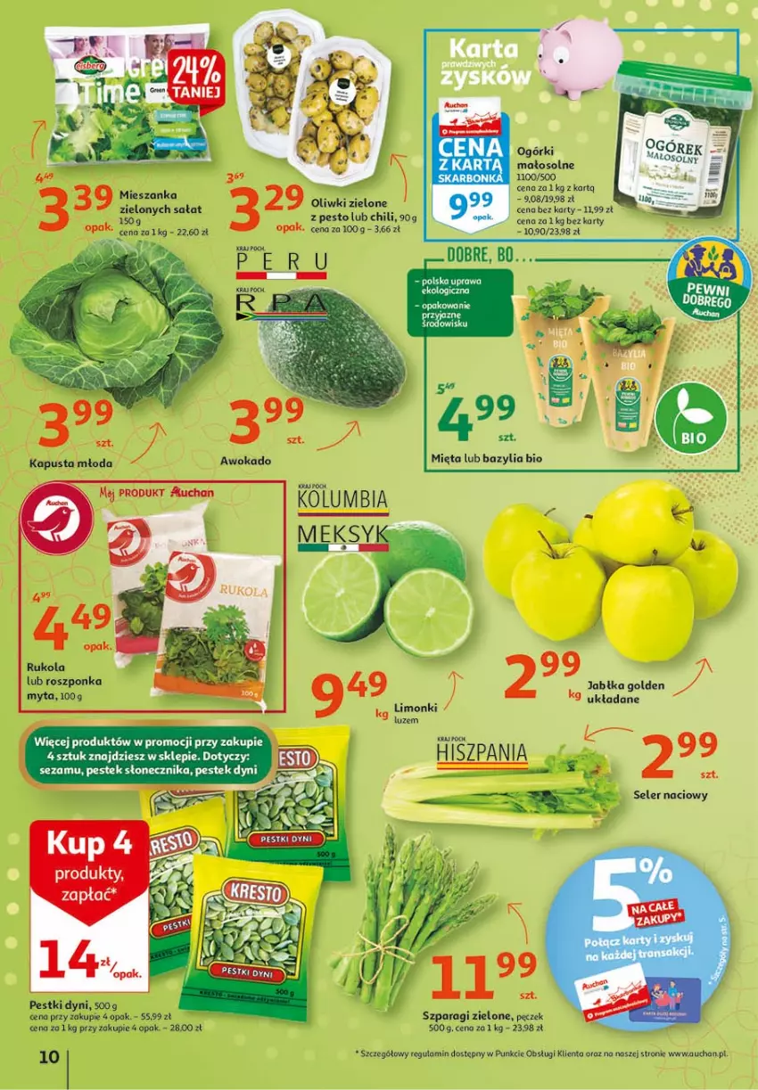 Gazetka promocyjna Auchan - 25 urodziny #1 Hipermarkety - ważna 22.04 do 28.04.2021 - strona 10 - produkty: Bazyl, Bazylia, Mięta, Oliwki, Oliwki zielone, Pestki dyni, Pesto, Roszponka, Sałat