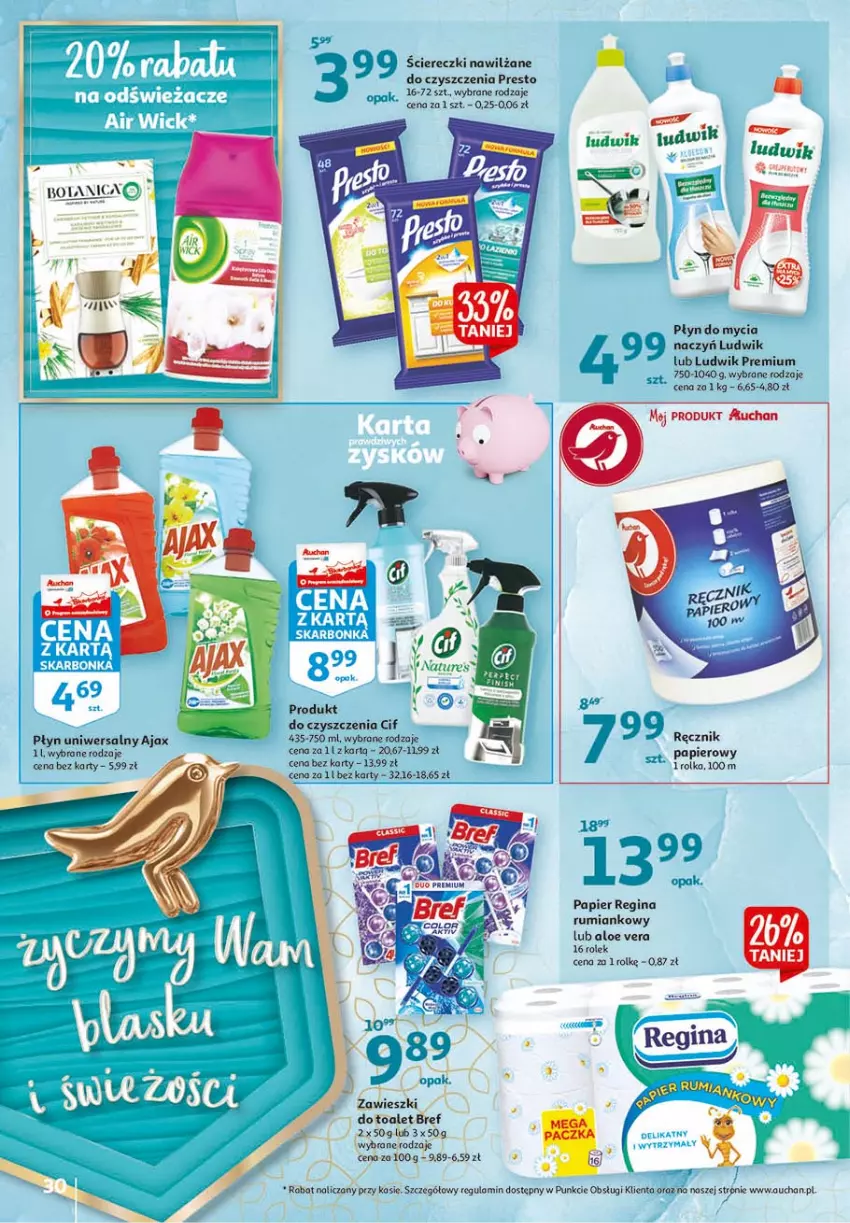 Gazetka promocyjna Auchan - 25 urodziny #1 Hipermarkety - ważna 22.04 do 28.04.2021 - strona 30 - produkty: Ajax, Aloe vera, Cif, Do mycia naczyń, Gin, Kask, Ludwik, Papier, Płyn do mycia, Płyn do mycia naczyń, Presto, Ręcznik, Rum