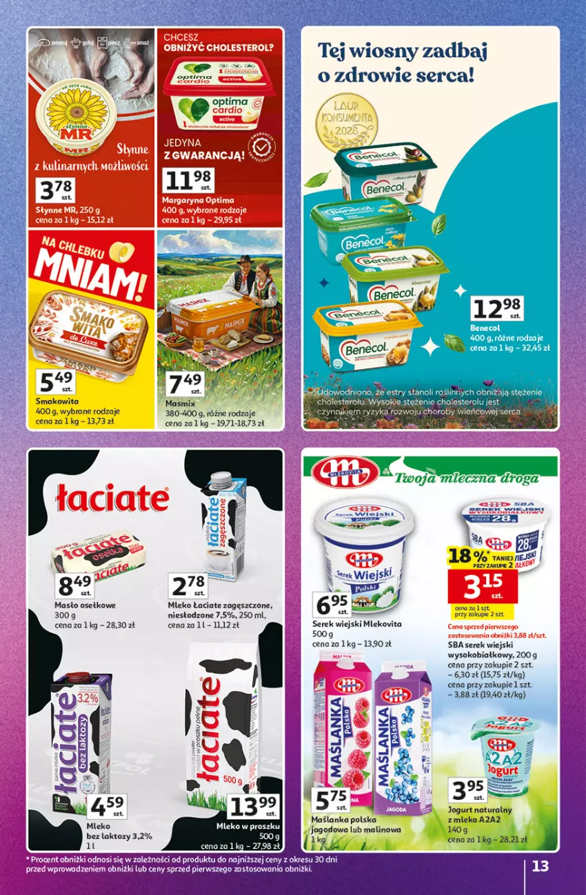 Gazetka promocyjna Auchan - Gazetka Znane Marki Hipermarket Auchan - ważna 23.04 do 30.04.2026 - strona 13 - produkty: Gin, Jogurt, Jogurt naturalny, Maślanka, Masło, Mleko, Mlekovita, Optima, Ser, Serek, Serek wiejski, Smakowita, Sok, Zdrowie