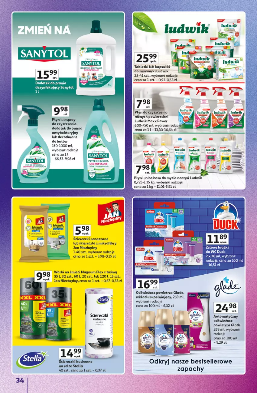 Gazetka promocyjna Auchan - Gazetka Znane Marki Hipermarket Auchan - ważna 23.04 do 30.04.2026 - strona 34 - produkty: Balsam do mycia naczyń, Dezodorant, Do mycia naczyń, Ludwik, Odświeżacz powietrza, Płyn do mycia, Spray do czyszczenia, Tablet, Zmywarki
