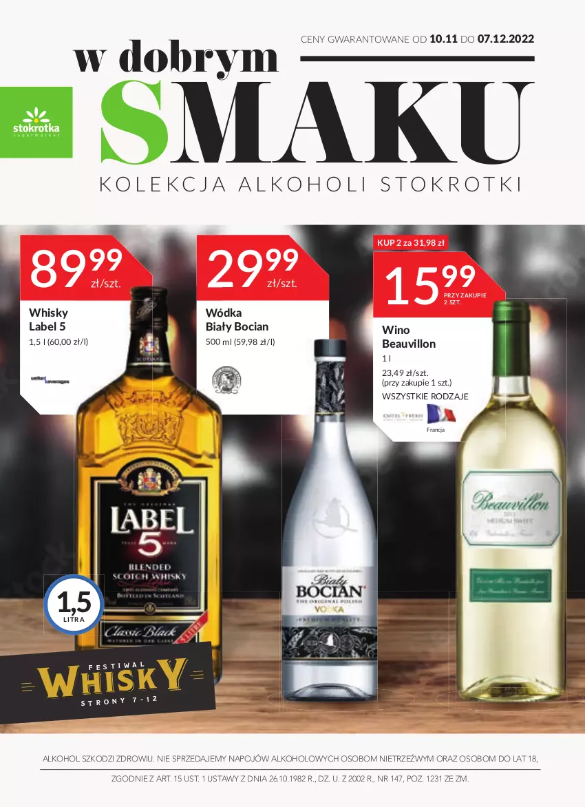 Gazetka promocyjna Stokrotka - Katalog Sylwester - ważna 29.12.2022 do 11.01.2023 - strona 1 - produkty: Biały Bocian, Whisky, Wino, Wódka