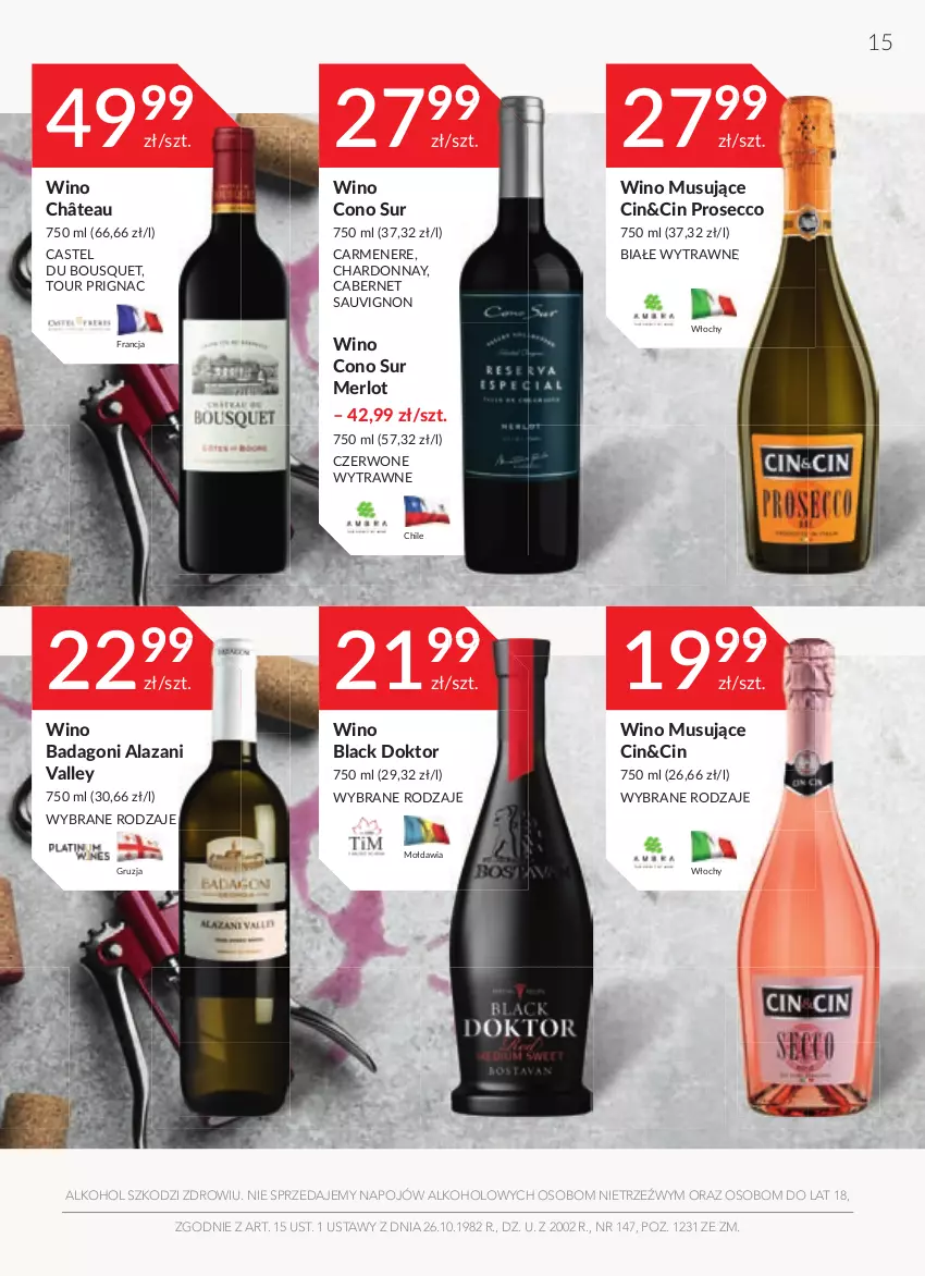 Gazetka promocyjna Stokrotka - Katalog Sylwester - ważna 29.12.2022 do 11.01.2023 - strona 15 - produkty: Cabernet Sauvignon, Chardonnay, Lack, Merlot, Mus, Prosecco, Wino, Wino musujące