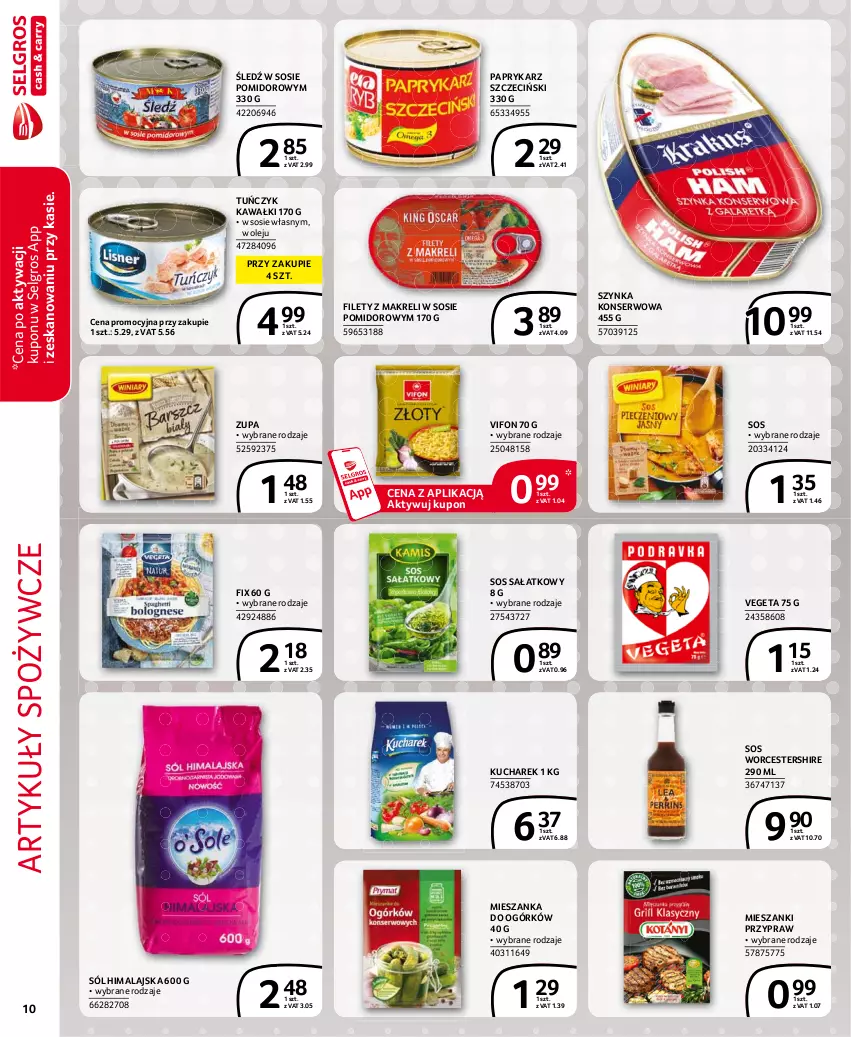 Gazetka promocyjna Selgros - Extra Oferta - ważna 01.07 do 31.07.2021 - strona 10 - produkty: Artykuły spożywcze, Kawa, Kucharek, LG, Olej, Papryka, Paprykarz, Paprykarz szczeciński, Sałat, Ser, Sól, Sól himalajska, Sos, Szynka, Szynka konserwowa, Tuńczyk, Vegeta, Zupa