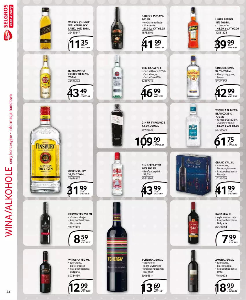 Gazetka promocyjna Selgros - Extra Oferta - ważna 01.07 do 31.07.2021 - strona 24 - produkty: Alkohole, Aperol, Bacardi, Gin, Gra, Johnnie Walker, Lack, Likier, Rum, Tequila, Whisky