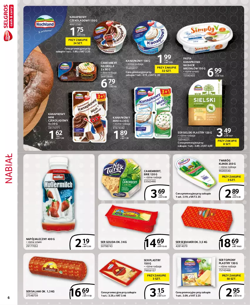 Gazetka promocyjna Selgros - Extra Oferta - ważna 01.07 do 31.07.2021 - strona 6 - produkty: Brie, Camembert, Gouda, Grill, Napój, Napój mleczny, Salami, Sejdamer, Ser, Ser salami, Ser topiony, Top, Twaróg