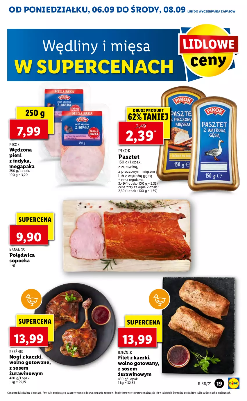 Gazetka promocyjna Lidl - GAZETKA - ważna 06.09 do 08.09.2021 - strona 19 - produkty: Kabanos, Pasztet, Piec, PIKOK, Polędwica, Sos, Wino