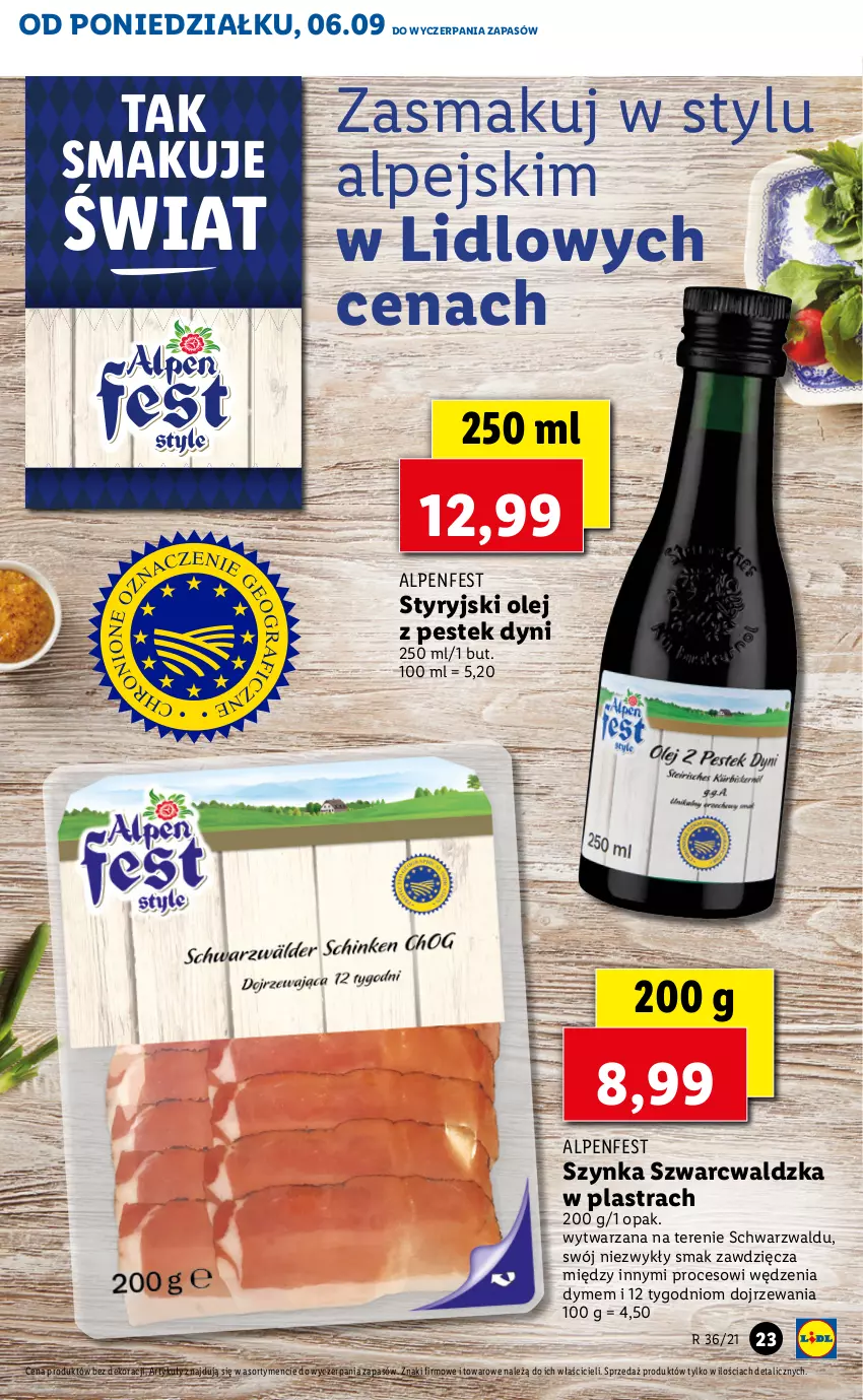 Gazetka promocyjna Lidl - GAZETKA - ważna 06.09 do 08.09.2021 - strona 23 - produkty: Olej, Stek, Szynka