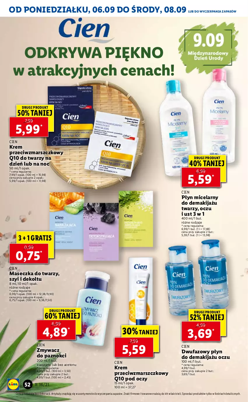 Gazetka promocyjna Lidl - GAZETKA - ważna 06.09 do 08.09.2021 - strona 52 - produkty: Fa, Gra, Krem przeciwzmarszczkowy, Makijaż, Mars, Płyn micelarny, Zmywacz do paznokci