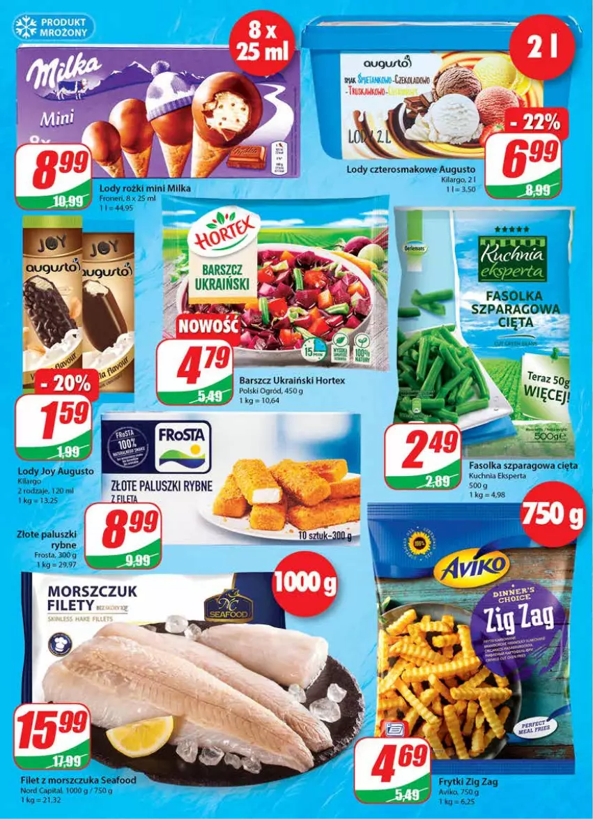 Gazetka promocyjna Dino - Gazetka - ważna 27.10 do 02.11.2021 - strona 8 - produkty: Fa, Filet z morszczuka, Frosta, Frytki, Hortex, Kuchnia, Lody, Milka, Ogród, Paluszki rybne, Tera