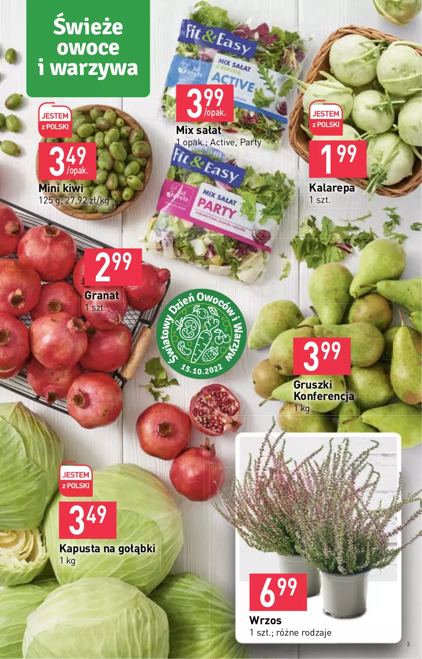 Gazetka promocyjna Stokrotka - Katalog Jesienne Inspiracje - ważna 13.10 do 26.10.2022 - strona 3 - produkty: Gra, Granat, Gruszki, Kiwi, Owoce, Sałat, Warzywa