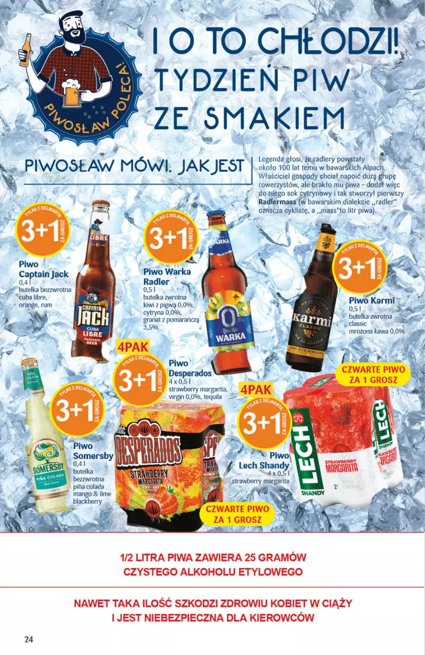 Gazetka promocyjna Delikatesy Centrum - Gazetka Delikatesy Centrum - ważna 29.07 do 04.08.2021 - strona 24 - produkty: Captain Jack, Gin, Gra, Granat, Karmi, Kawa, Kiwi, Lack, Mango, Piwa, Piwo, Radler, Rower, Sok, Tequila, Warka