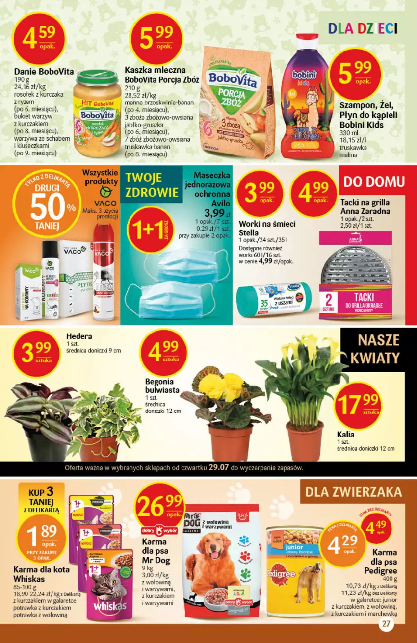 Gazetka promocyjna Delikatesy Centrum - Gazetka Delikatesy Centrum - ważna 29.07 do 04.08.2021 - strona 27 - produkty: BoboVita, Bukiet, Bukiet warzyw, Gala, Grill, Kurczak, Pedigree, Płyn do kąpieli, Por, Ryż, Szampon, Warzywa, Whiskas, Worki na śmiec, Worki na śmieci, Zdrowie