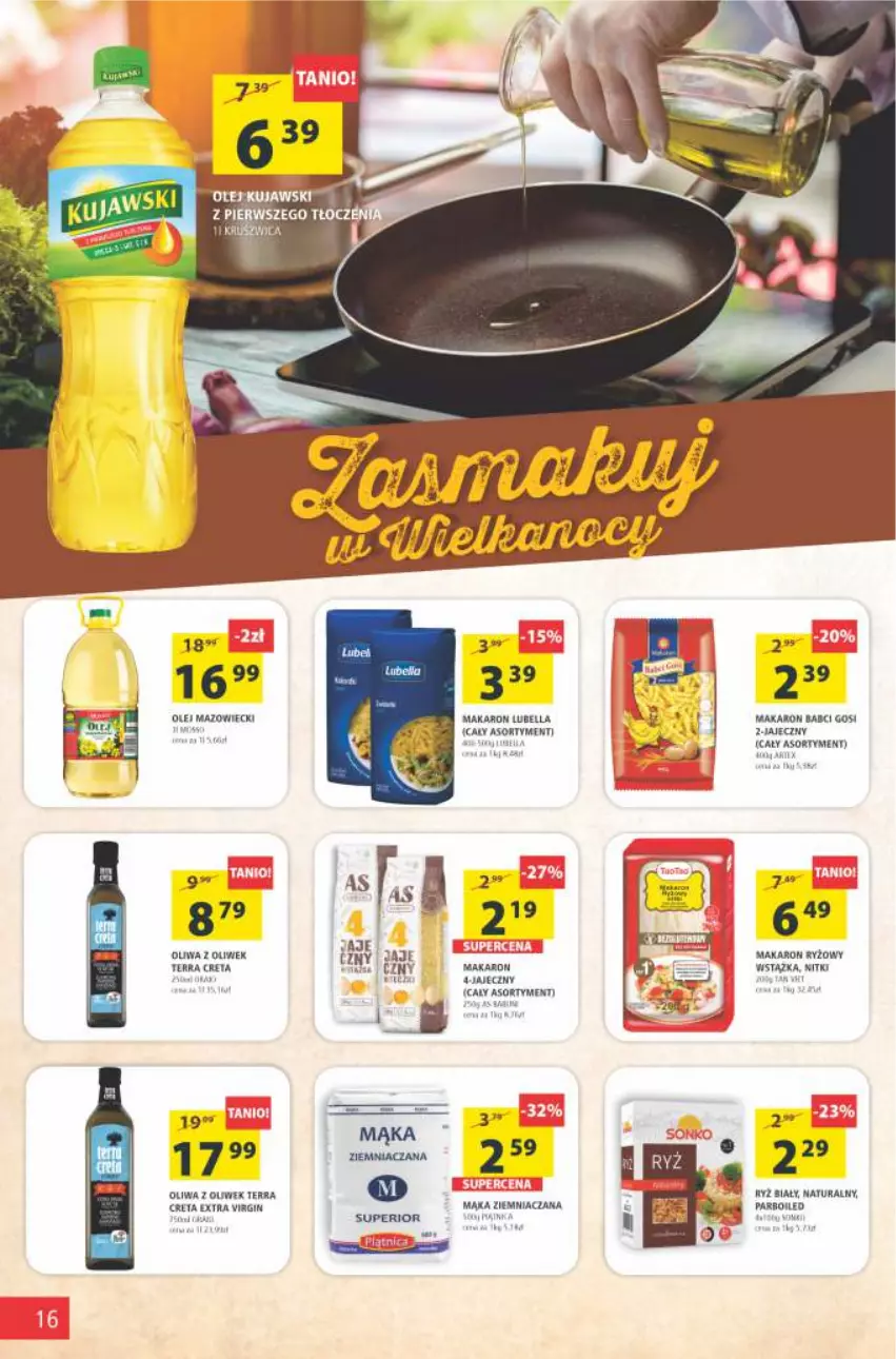 Gazetka promocyjna Arhelan - Gazetka - ważna 26.03 do 04.04.2021 - strona 16 - produkty: Bell, Bella, Gin, Kujawski, Lubella, Mąka, Makaron, Makaron ryżowy, Oliwa z oliwek, Ryż, Wstążka