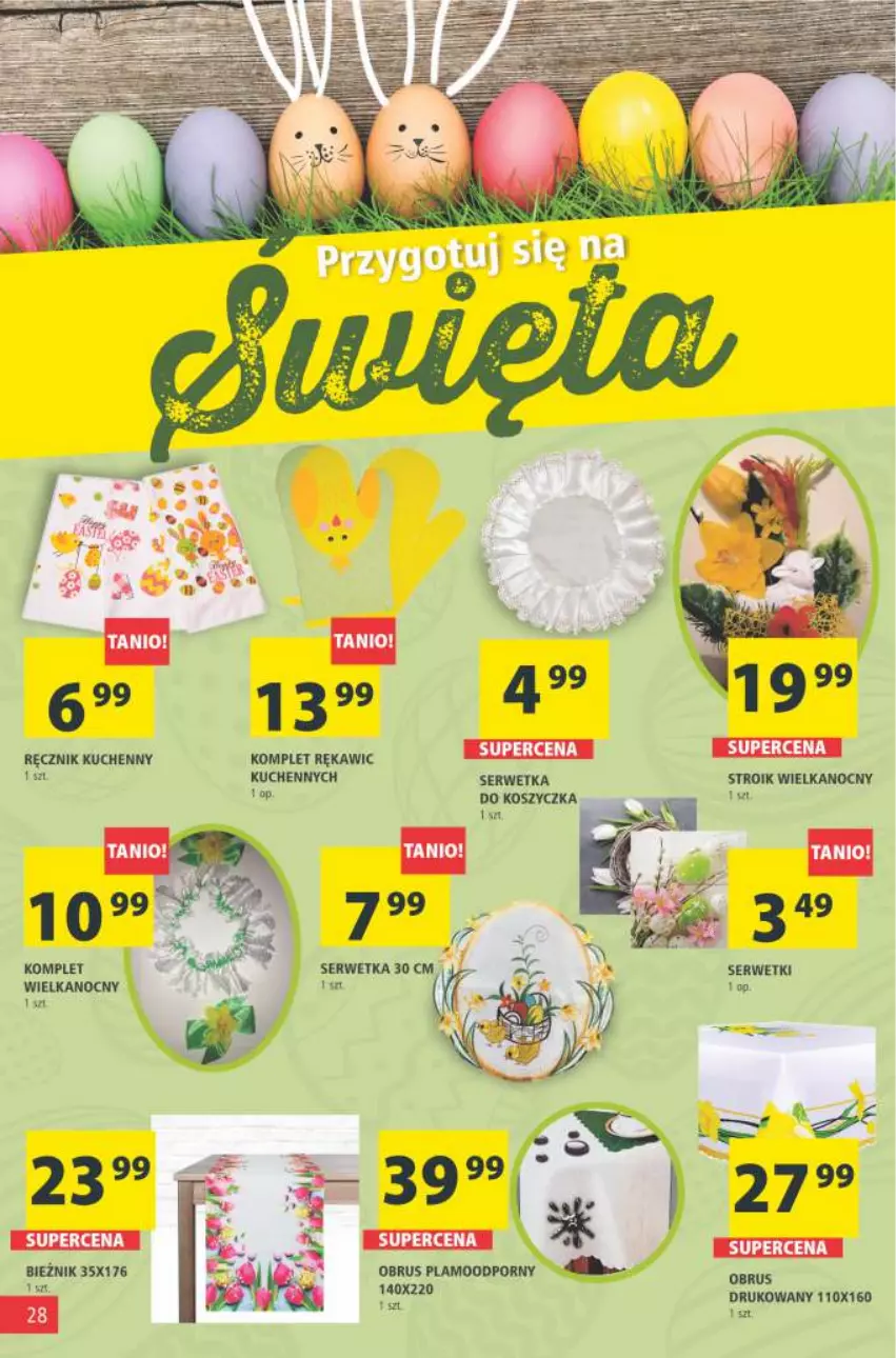 Gazetka promocyjna Arhelan - Gazetka - ważna 26.03 do 04.04.2021 - strona 28 - produkty: Bieżnik, Kosz, Obrus, Por, Ręcznik, Ręcznik kuchenny, Ser, Serwetki