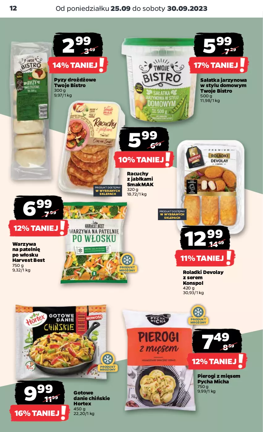 Gazetka promocyjna Netto - Artykuły spożywcze - ważna 25.09 do 01.10.2023 - strona 12 - produkty: Hortex, Jabłka, Pierogi, Sałat, Sałatka, Ser, Warzywa