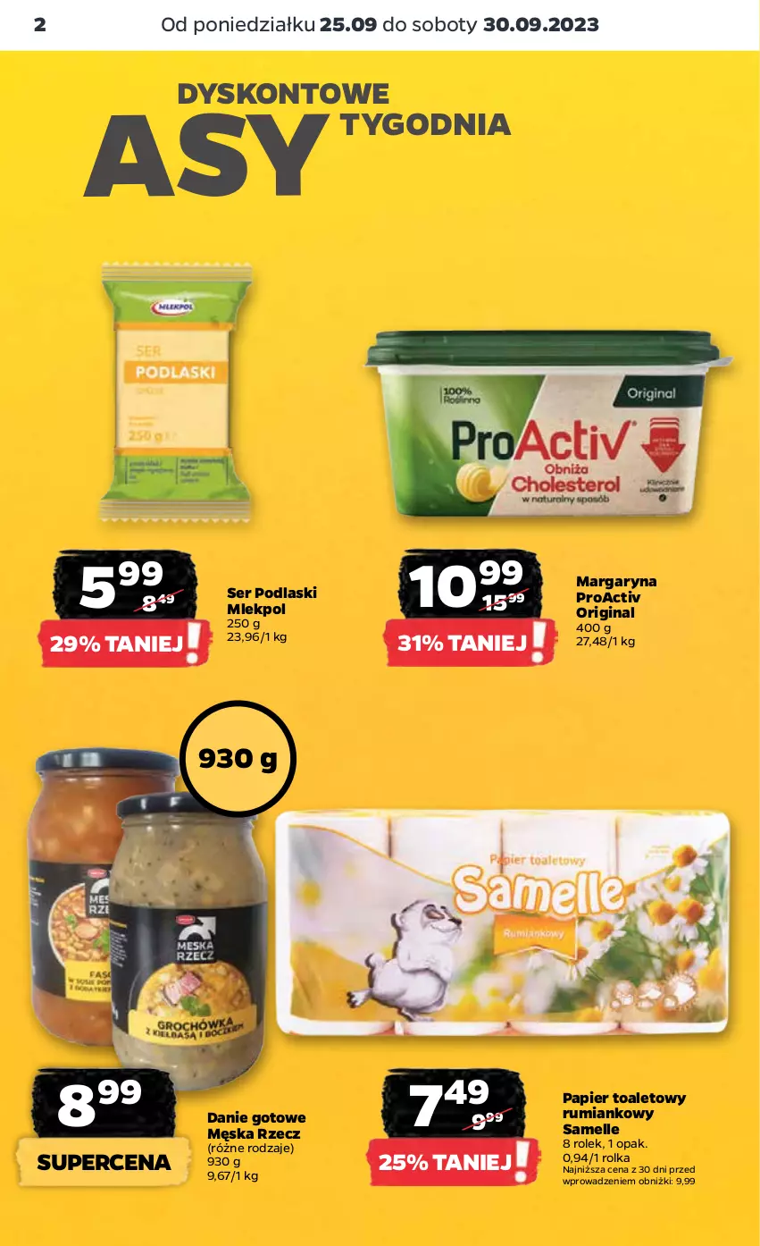 Gazetka promocyjna Netto - Artykuły spożywcze - ważna 25.09 do 01.10.2023 - strona 2 - produkty: Danie gotowe, Gin, Margaryna, Papier, Papier toaletowy, Podlaski, Rum, Ser