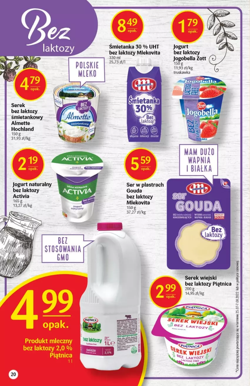 Gazetka promocyjna Delikatesy Centrum - Gazetka DC37 - ważna 22.09 do 28.09.2022 - strona 20 - produkty: Activia, Almette, Bell, Bella, Gouda, Hochland, Jogobella, Jogurt, Jogurt naturalny, Mleko, Mlekovita, Piątnica, Ser, Zott