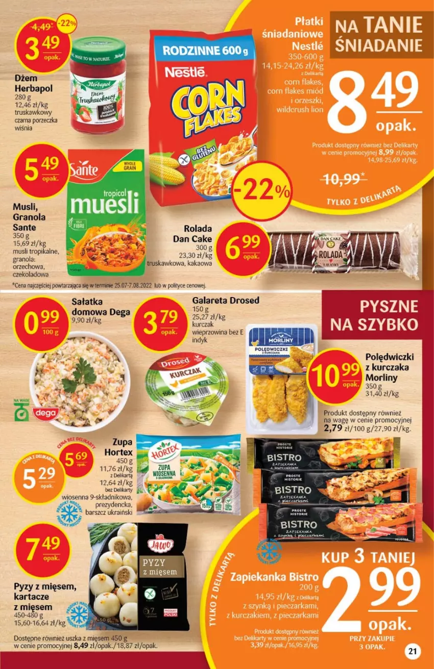 Gazetka promocyjna Delikatesy Centrum - Gazetka DC37 - ważna 22.09 do 28.09.2022 - strona 21 - produkty: Dega, Dżem, Gala, Gra, Granola, Herbapol, Hortex, Kakao, Kurczak, Morliny, Piec, Pieczarka, Por, Rolada, Sałat, Sałatka, Tropical, Wieprzowina, Zupa