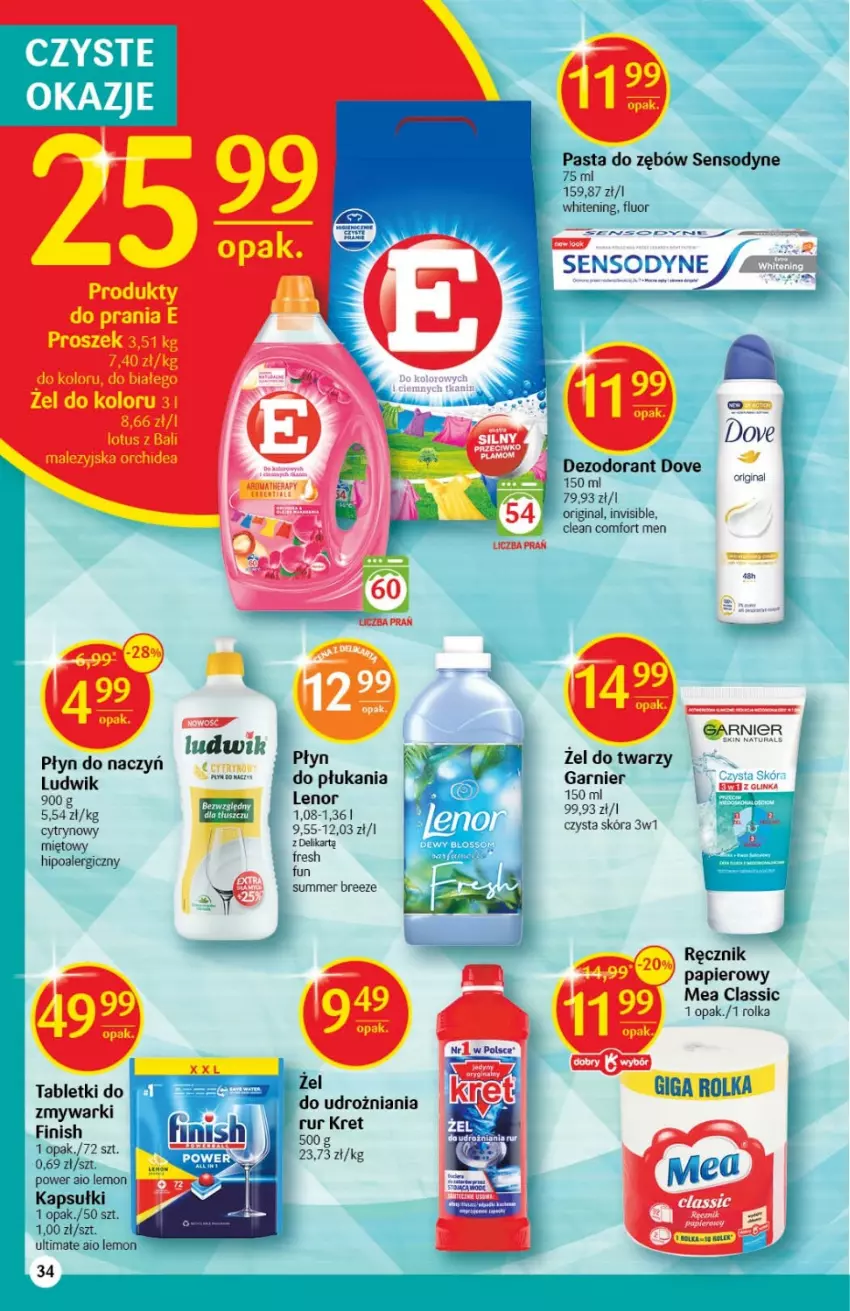 Gazetka promocyjna Delikatesy Centrum - Gazetka DC37 - ważna 22.09 do 28.09.2022 - strona 34 - produkty: Dove, Finish, Garnier, Gin, Kret, Lenor, Ludwik, Papier, Pasta do zębów, Ręcznik, Sensodyne, Tablet, Zmywarki