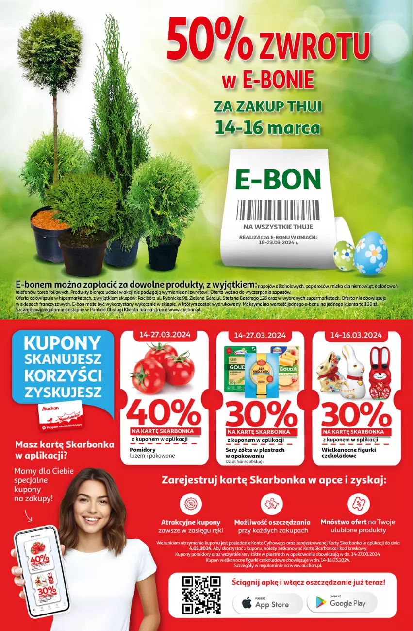 Gazetka promocyjna Auchan - Wielkanoc z najlepszej cenie! Część 1. Hipermarket Auchan - ważna 14.03 do 20.03.2024 - strona 2 - produkty: Fa, Pomidory, Ser, Telefon