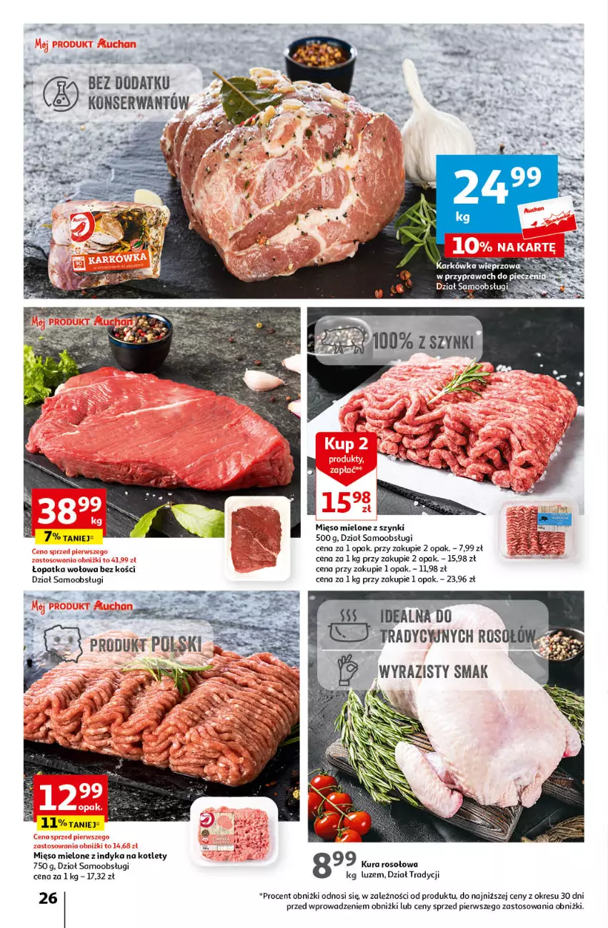 Gazetka promocyjna Auchan - Wielkanoc z najlepszej cenie! Część 1. Hipermarket Auchan - ważna 14.03 do 20.03.2024 - strona 26 - produkty: Kotlet, Mięso, Mięso mielone, Mięso mielone z szynki, Ser