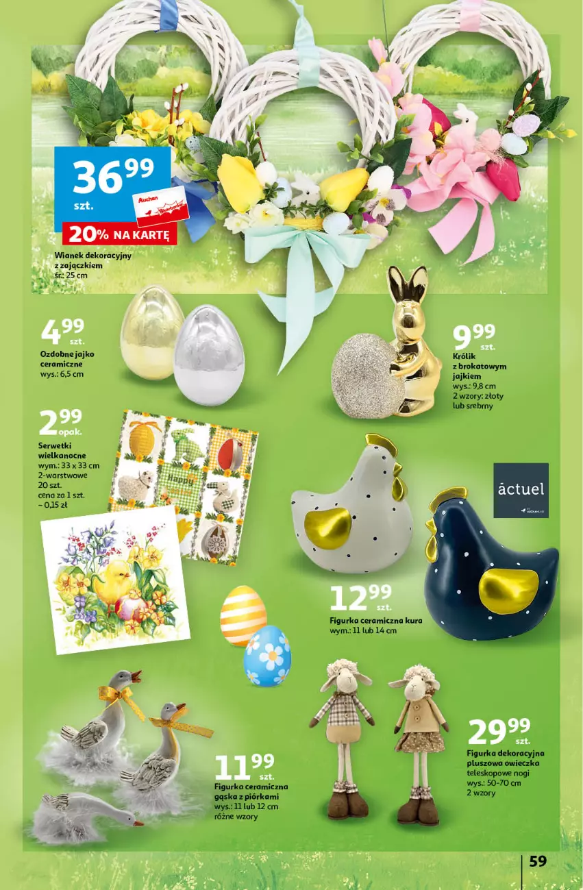 Gazetka promocyjna Auchan - Wielkanoc z najlepszej cenie! Część 1. Hipermarket Auchan - ważna 14.03 do 20.03.2024 - strona 59 - produkty: Figurka ceramiczna, Królik, Ser, Serwetki, Teleskop