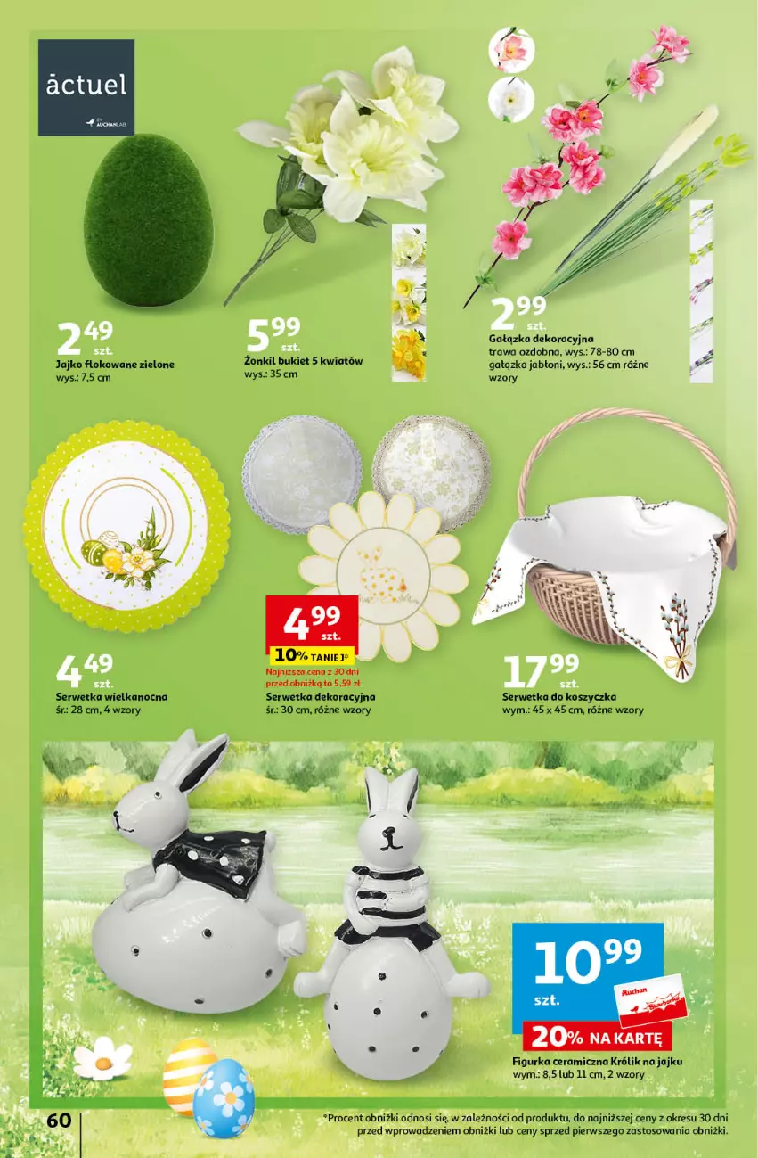 Gazetka promocyjna Auchan - Wielkanoc z najlepszej cenie! Część 1. Hipermarket Auchan - ważna 14.03 do 20.03.2024 - strona 60 - produkty: Bukiet, Figurka ceramiczna, Kosz, Królik, Ser