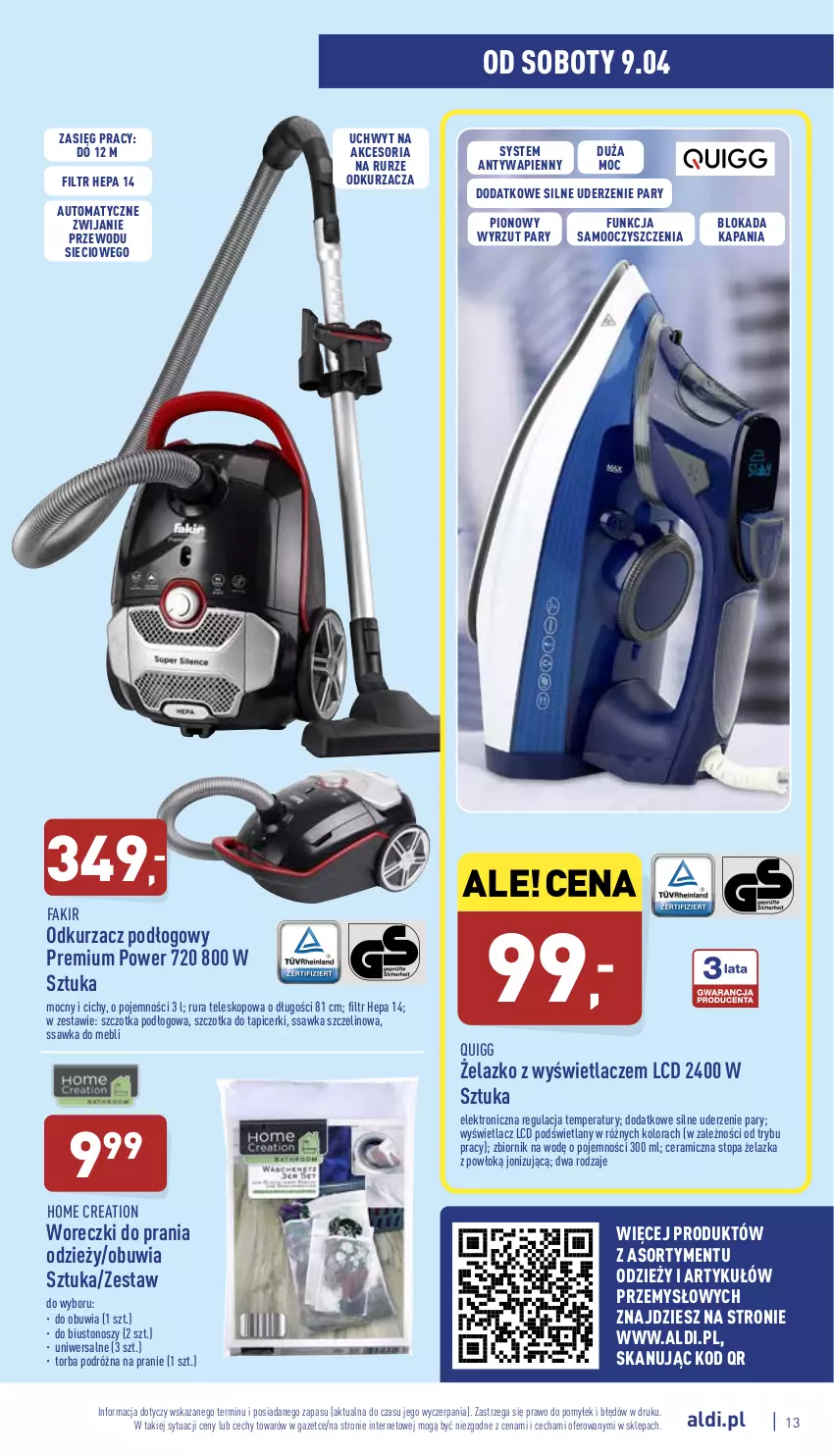 Gazetka promocyjna Aldi - Katalog Moda i Dom - ważna 06.04 do 10.04.2022 - strona 13 - produkty: Biustonosz, Fa, Odkurzacz, Rura, Szczotka, Teleskop, Top, Torba