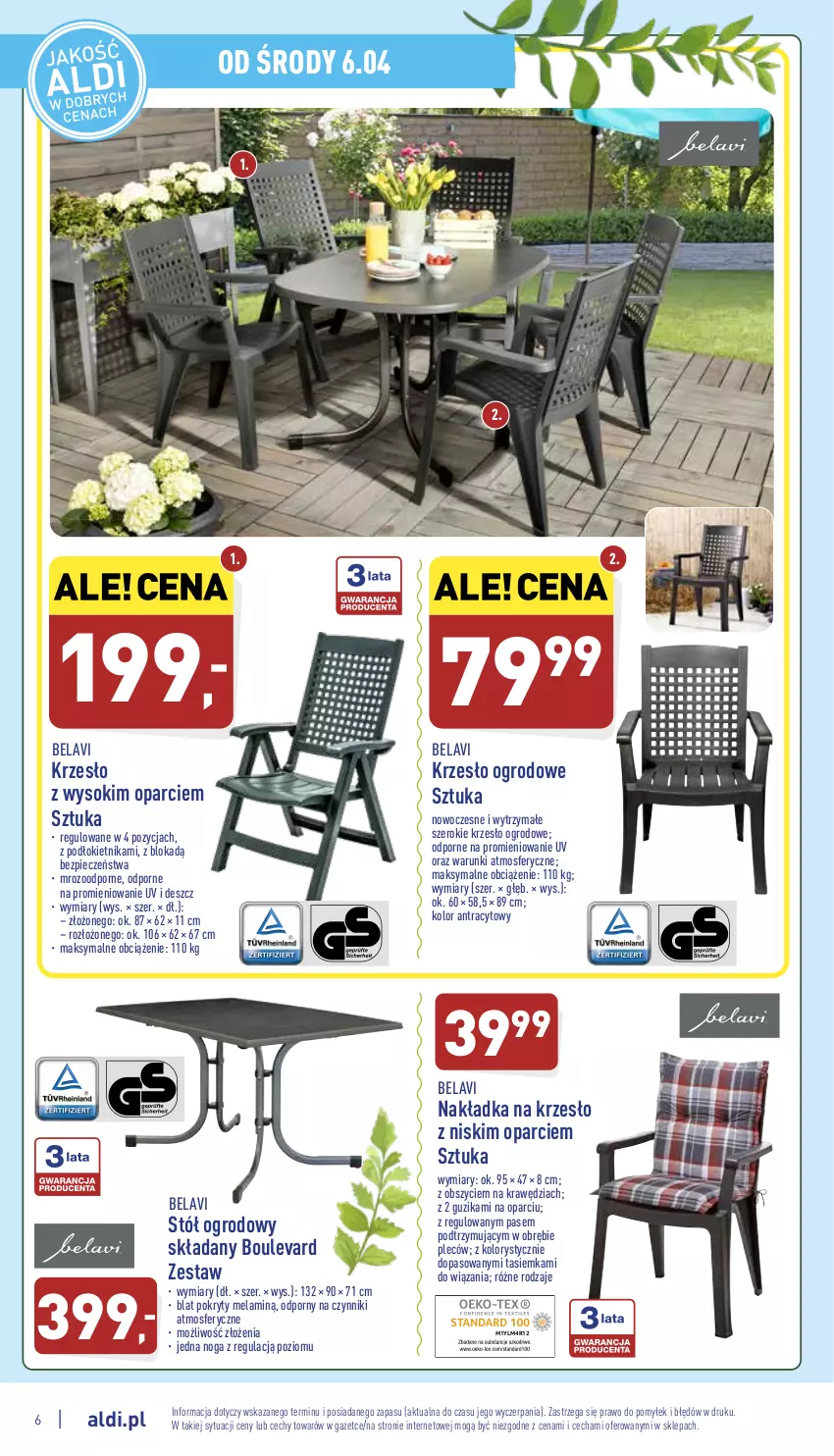 Gazetka promocyjna Aldi - Katalog Moda i Dom - ważna 06.04 do 10.04.2022 - strona 6 - produkty: Krzesło, Krzesło ogrodowe, Piec, Por, Sok, Stół