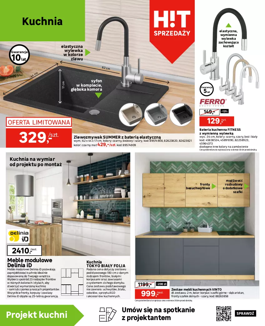 Gazetka promocyjna Leroy Merlin - Gazetka Leroy Merlin - ważna 17.11 do 26.12.2023 - strona 20 - produkty: Bateria, Bateria kuchenna, Glazura, Gres, Gres szkliwiony, Korpusy, Kuchnia, Lazur, Meble, Metro, Mus, Por, Syfon, Velvet, Zestaw mebli kuchennych, Zlew, Zlewozmywak