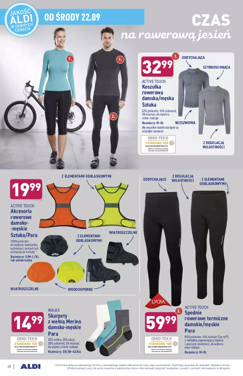 Gazetka promocyjna Aldi - ważna 20.09 do 25.09.2021 - strona 28 - produkty: Buty, Kamizelka, Karp, Kask, Kosz, Koszulka, LG, Ochraniacze, Por, Rower, Spodnie, Wełna