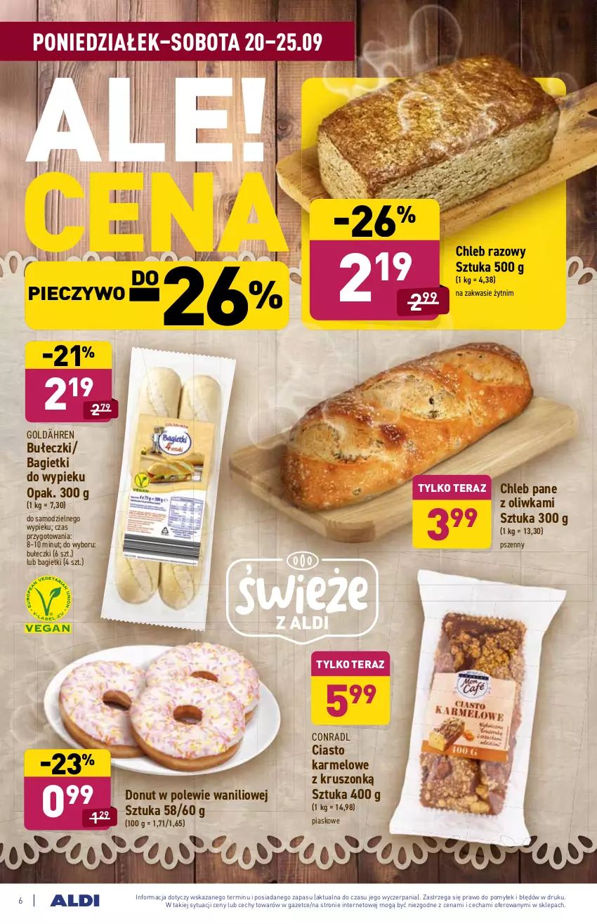 Gazetka promocyjna Aldi - ważna 20.09 do 25.09.2021 - strona 6 - produkty: Bułeczki, Chleb, Donut, Piec, Pieczywo, Tera