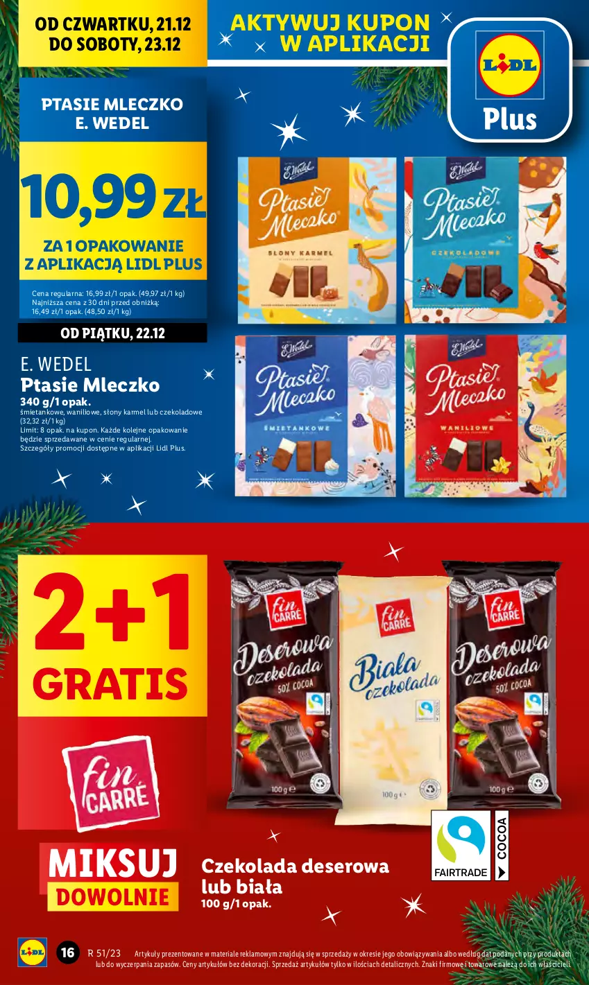 Gazetka promocyjna Lidl - GAZETKA - ważna 21.12 do 23.12.2023 - strona 16 - produkty: Czekolada, Deser, E. Wedel, Gra, Mleczko, Olej, Ptasie mleczko, Ser