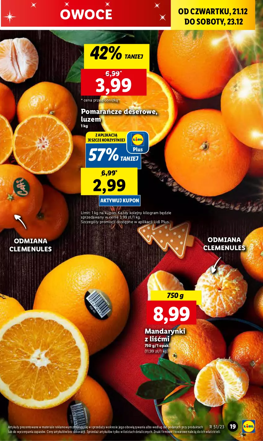 Gazetka promocyjna Lidl - GAZETKA - ważna 21.12 do 23.12.2023 - strona 19 - produkty: Deser, Gra, Mandarynki, Olej, Owoce, Pomarańcze, Ser