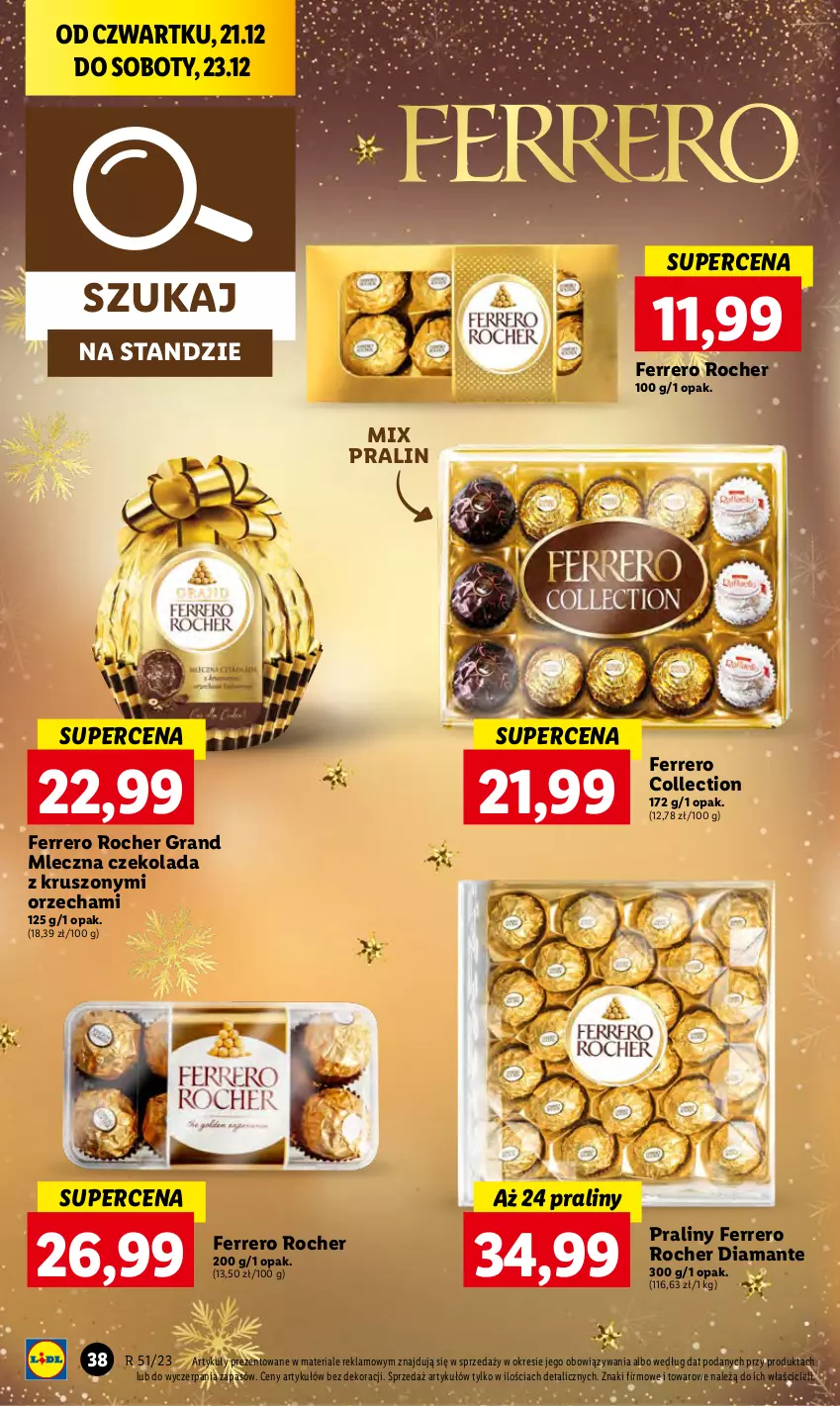 Gazetka promocyjna Lidl - GAZETKA - ważna 21.12 do 23.12.2023 - strona 40 - produkty: Czekolada, Diamant, Ferrero, Ferrero Rocher, Gra, Praliny