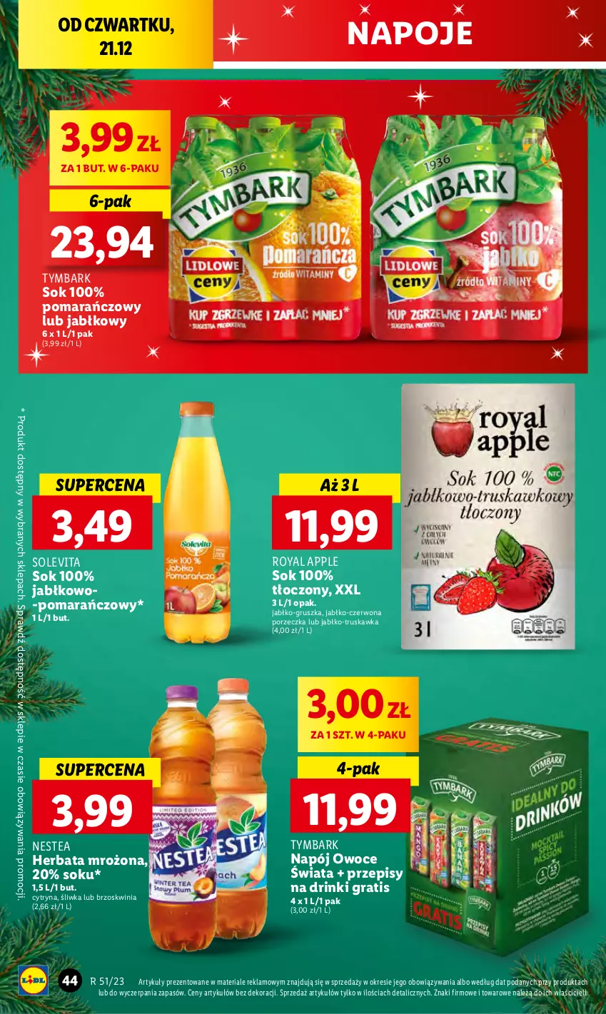 Gazetka promocyjna Lidl - GAZETKA - ważna 21.12 do 23.12.2023 - strona 46 - produkty: Gra, Herbata, Napój, Napoje, Nestea, Owoce, Por, Sok, Tymbark