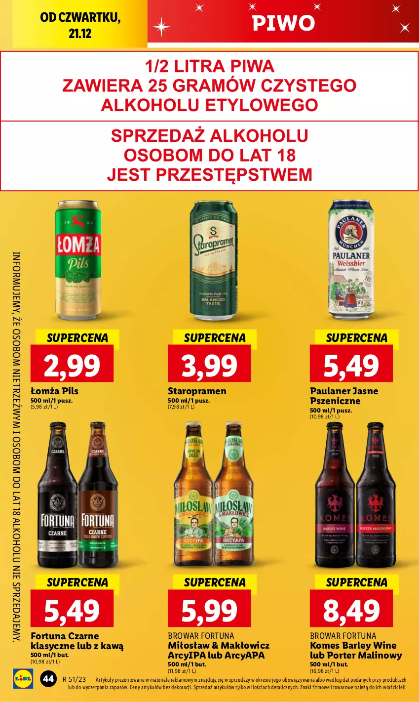 Gazetka promocyjna Lidl - GAZETKA - ważna 21.12 do 23.12.2023 - strona 48 - produkty: Fortuna, Piwo, Por