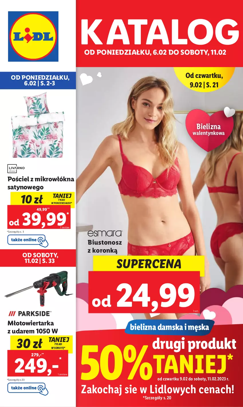 Gazetka promocyjna Lidl - GAZETKA - ważna 06.02 do 11.02.2023 - strona 1 - produkty: Bielizna, Biustonosz, Koc, Młot, Młotowiertarka, Pościel, Tarka, Wiertarka