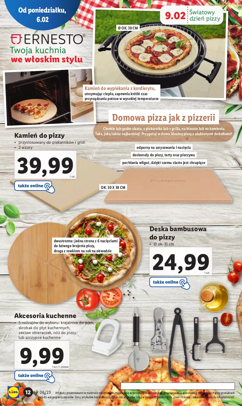 Gazetka promocyjna Lidl - GAZETKA - ważna 06.02 do 11.02.2023 - strona 12 - produkty: Grill, Kuchnia, LG, Piec, Piekarnik, Pizza, Por, Sok, Szczypce