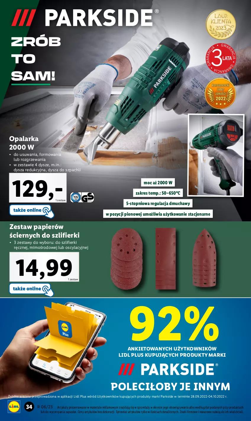 Gazetka promocyjna Lidl - GAZETKA - ważna 06.02 do 11.02.2023 - strona 38 - produkty: Opalarka, Papier, Parkside, Top