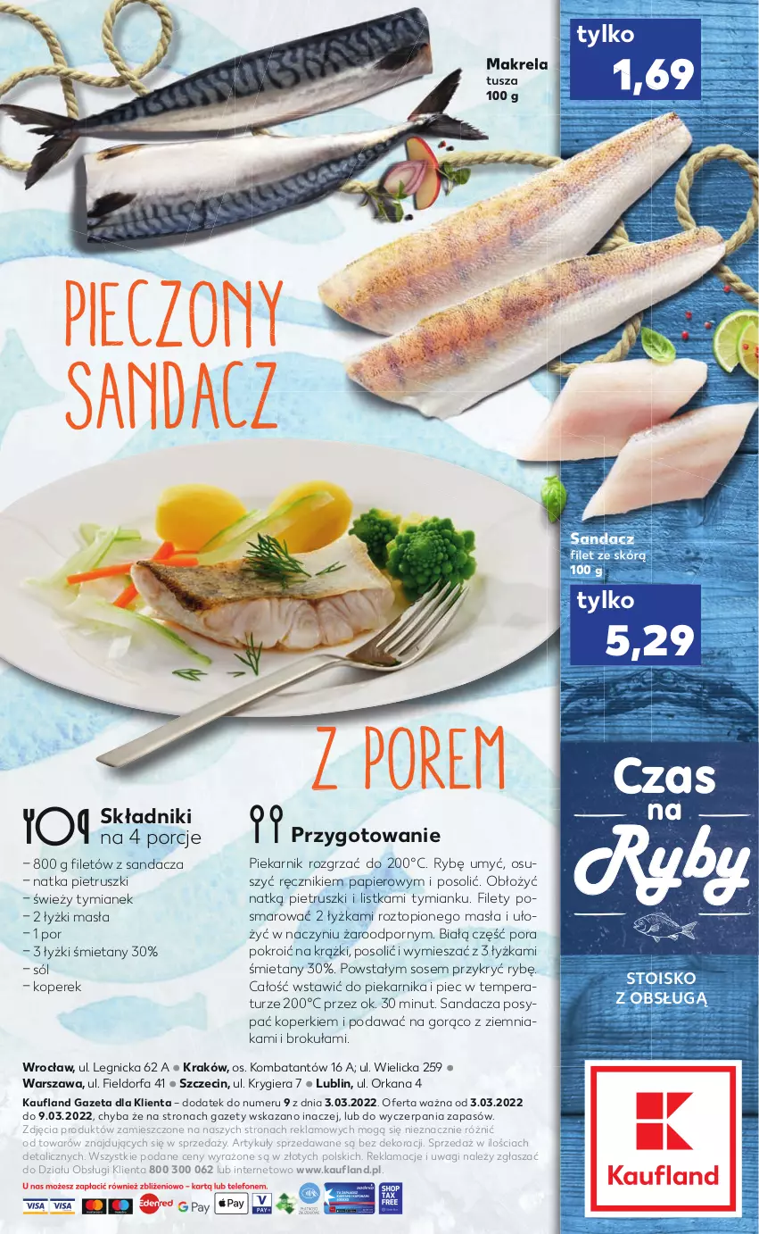 Gazetka promocyjna Kaufland - RYBY - ważna 03.03 do 09.03.2022 - strona 2 - produkty: Fa, Natka pietruszki, Orka, Papier, Piec, Piekarnik, Por, Ręcznik, Sandacz, Sandacz filet, Sól, Sos, Top, Tusz, Wagi