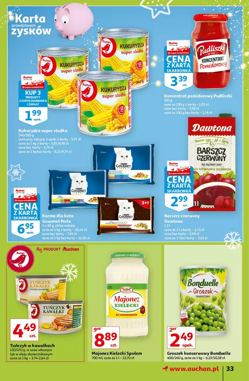 Gazetka promocyjna Auchan - Magia Mikołajkowa Hipermarkety - ważna 02.12 do 08.12.2021 - strona 33 - produkty: Bonduelle, Dawtona, Groszek, Kawa, Majonez, Olej, Ser, Sos, Tuńczyk