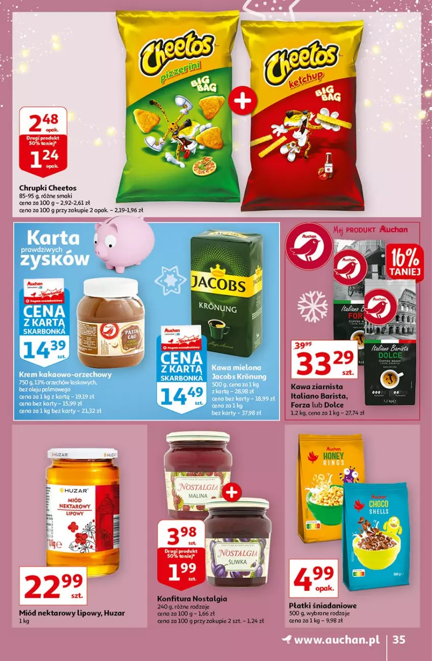 Gazetka promocyjna Auchan - Magia Mikołajkowa Hipermarkety - ważna 02.12 do 08.12.2021 - strona 35 - produkty: Cheetos, Chrupki, Danio, Kawa, Kawa ziarnista, Konfitura, LG, Miód, Nektar, Olej