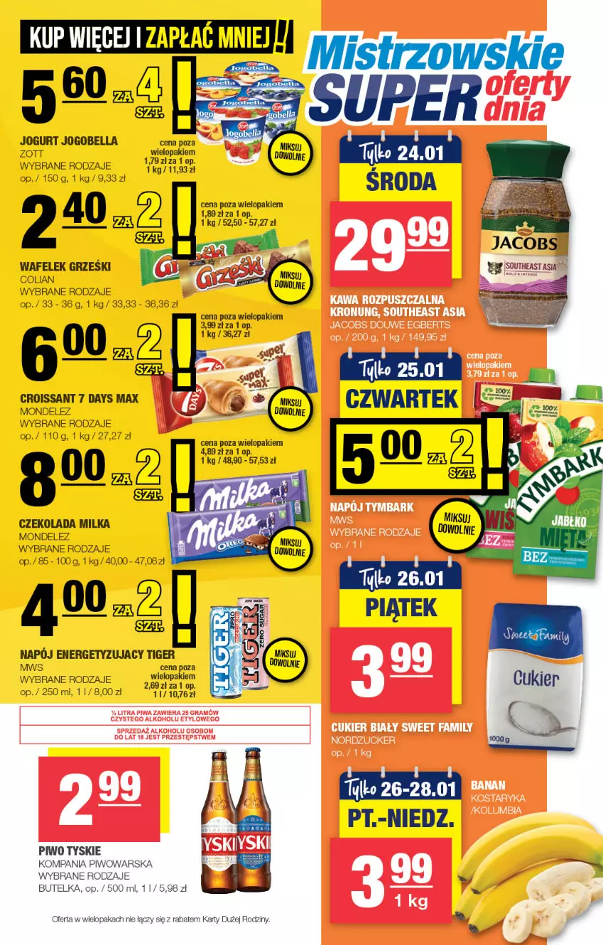 Gazetka promocyjna Spar - Spar-Mini - ważna 14.01 do 24.01.2024 - strona 3 - produkty: 7 Days, Bell, Bella, Croissant, Czekolada, Grześki, Jogobella, Jogurt, Milka, Napój, Piwo, Tiger, Tyskie, Wafelek, Zott